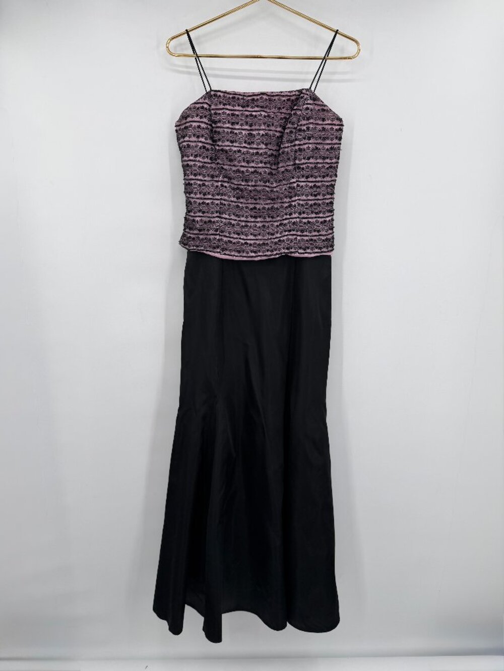Xscape by Lawrence Kurtz 8 Pink Black Lace Formal Evening Gown Cocktail Dress